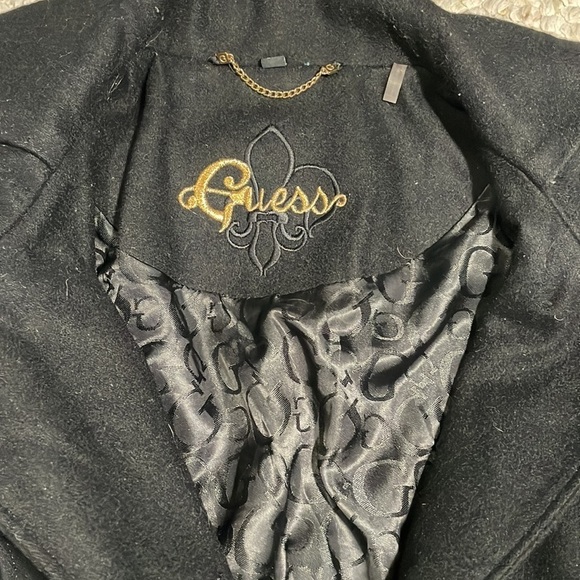 GUESS women’s black collared wool pea coat in US size Small - Picture 3 of 8